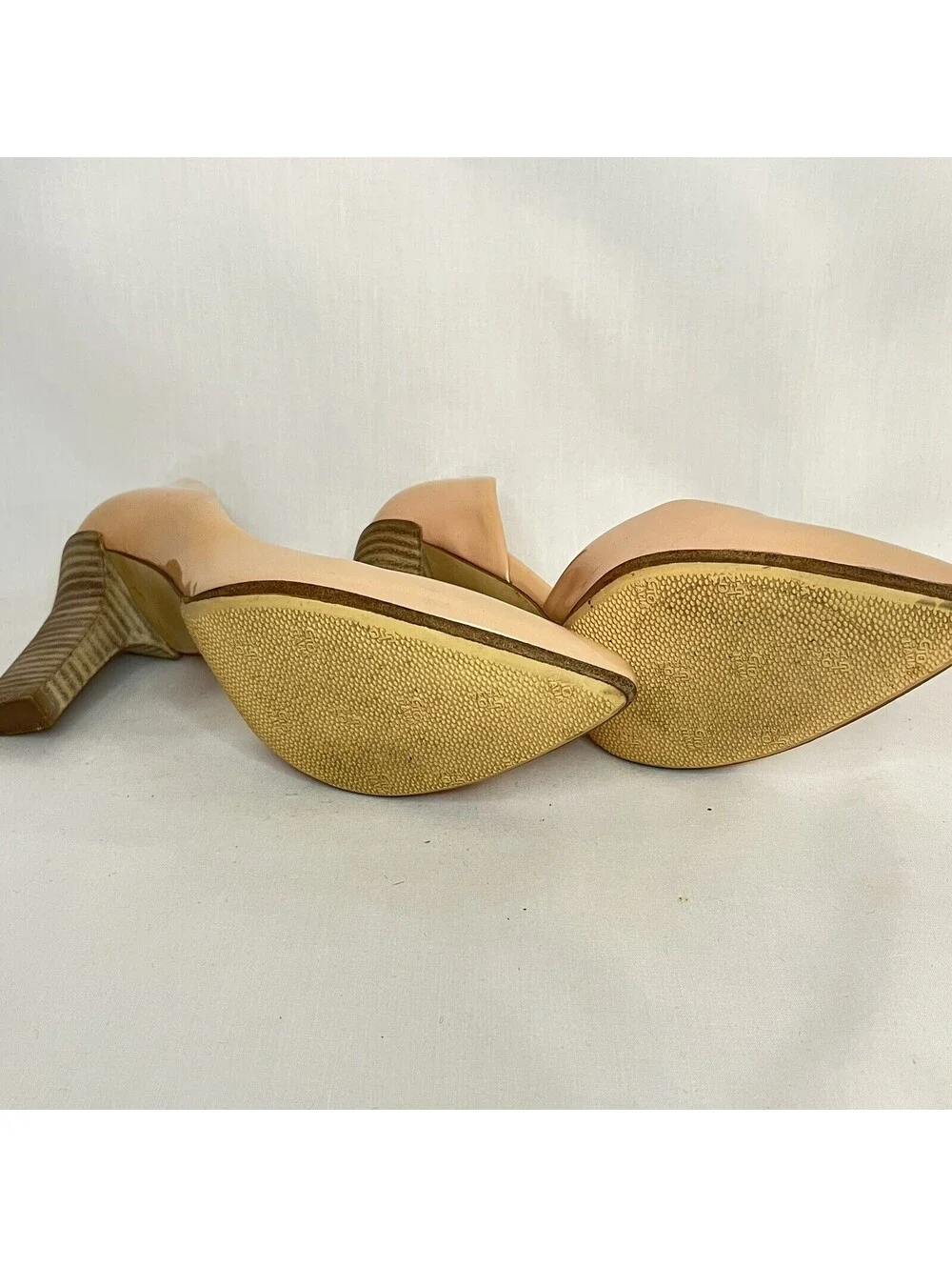 Reed Karkoff Tan Nude Patent Leather Pumps High Heel Shoes Womens US 7.5, EU 38